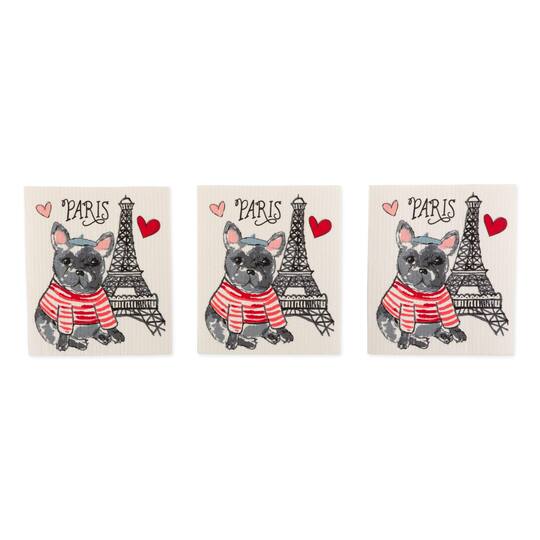 DII® Dog In Paris Swedish Dishcloth, 3ct.